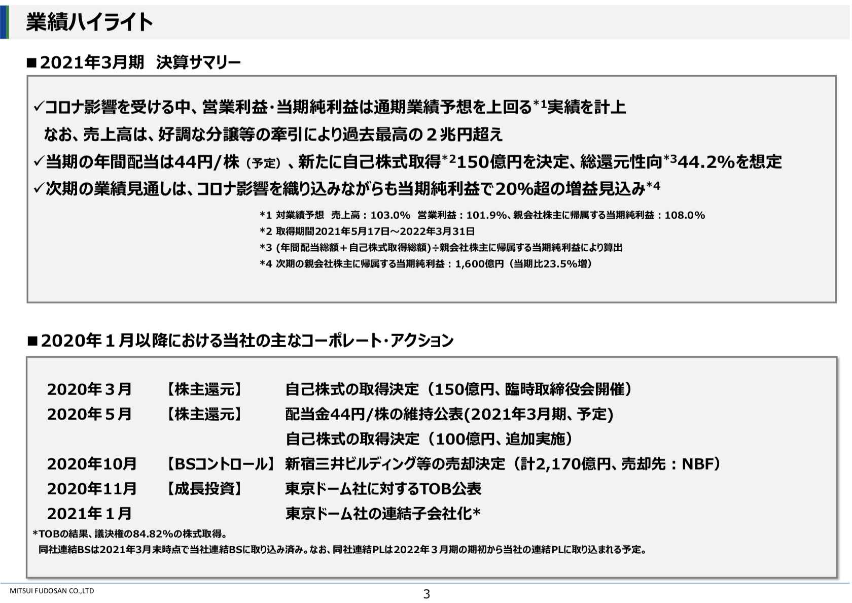 三井不動産 2021年3月期決算を徹底解説！ さとり世代の株日記 資産運用 株 投資 資産形成